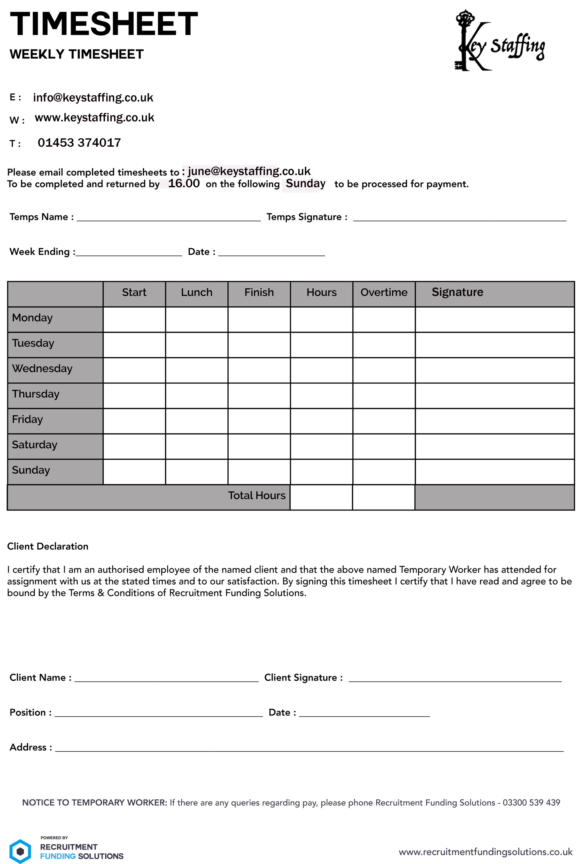 Timesheets Key Key Staffing